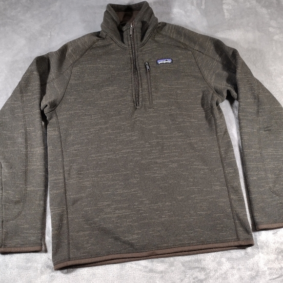 Men's Patagonia Heather Dark Brown 1/4 Zip Up Better Sweater Fleece Jacket Sz M - Picture 1 of 8